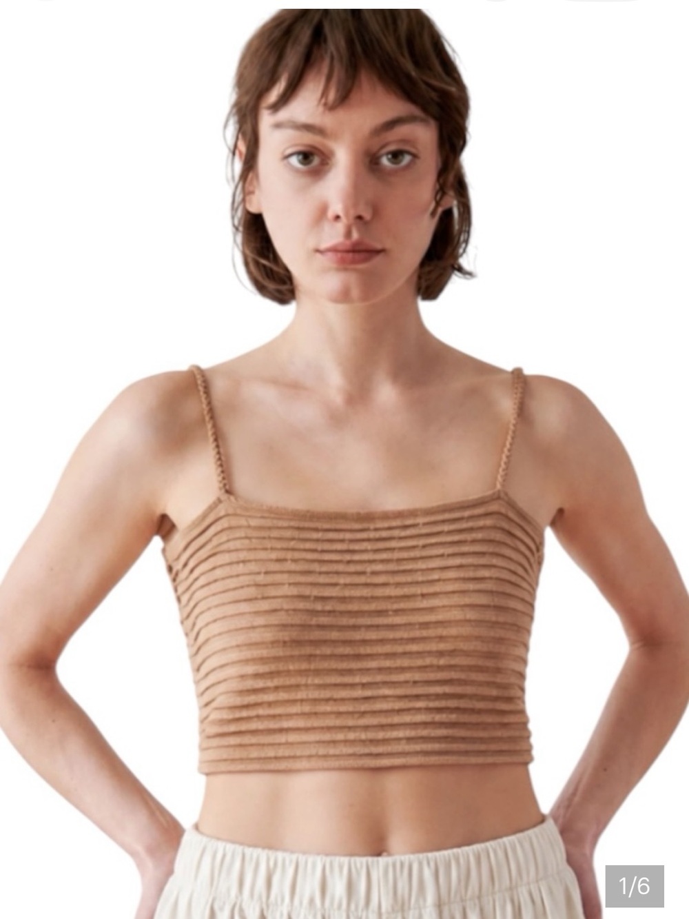 Wol Hide Brown Ripple Crop Cami Top Size Small